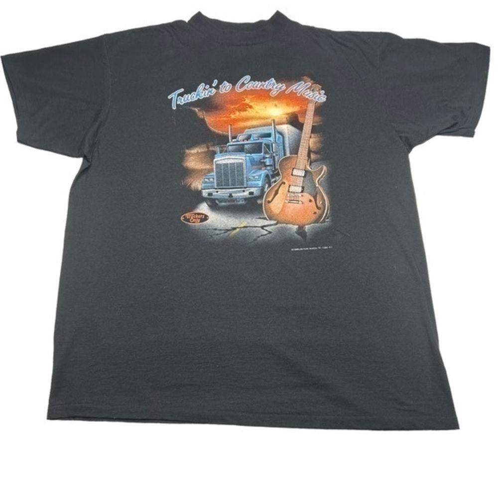 Vintage 3D Emblem 2 Sided Graphic T-Shirt 1992 Truckin to Country Music USA 2X